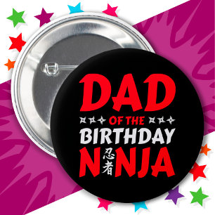 Badge Rond 5 Cm Kids Ninja Party Karate Papa de l'anniversaire Nin