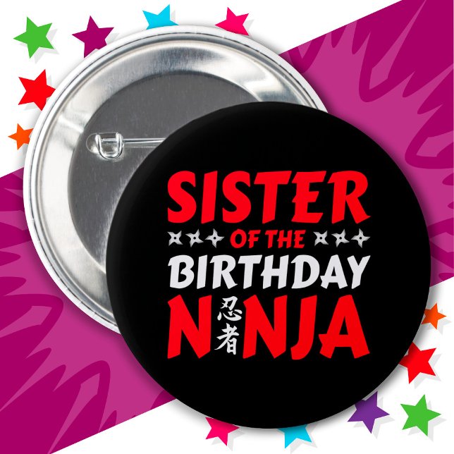 Badge Rond 5 Cm Kids Ninja Party Karate Soeur d'anniversaire Ninja (Créateur téléchargé)
