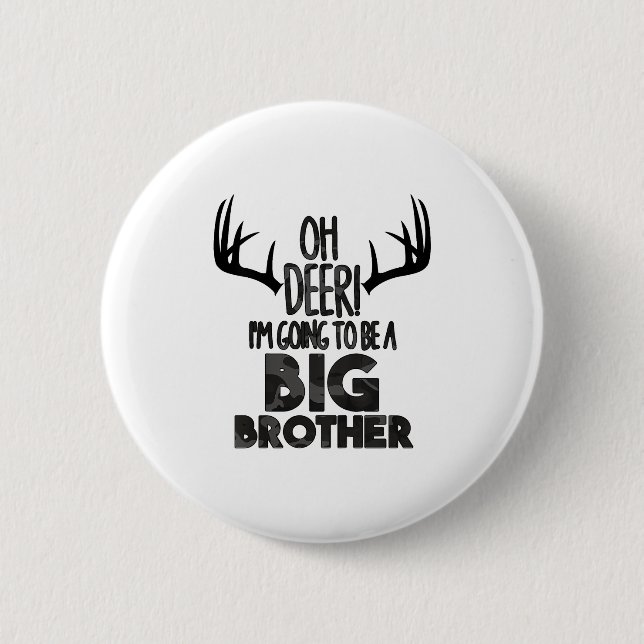 Badge Rond 5 Cm Kids Oh Deer Big Brother Hunting Pregnancy Announc (Devant)