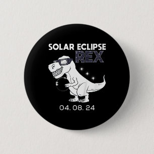 Badge Rond 5 Cm Kids Solar Eclipse T Rex 04.08.2024 Dino Fun Toddl