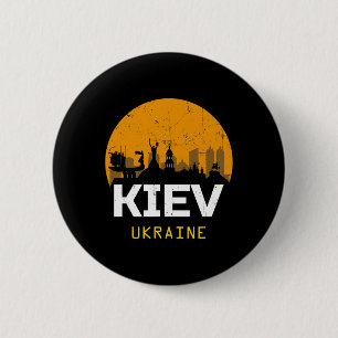Badge Rond 5 Cm Kiev Ukraine - Uni - Noir - Petit - Manches Courte