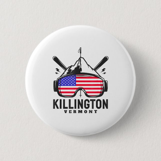 Badge Rond 5 Cm Killington vermont ski rétro ski  (Devant)