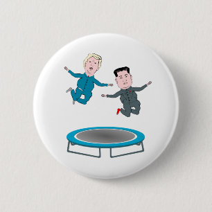 Badge Rond 5 Cm Kim Jong Un et le président Trump Trampolone