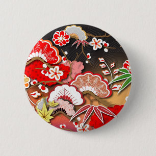 Badge Rond 5 Cm Kimono élégant - conception de Japonais