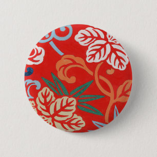 Badge Rond 5 Cm Kimono japonais hawaïen rouge