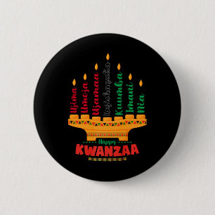 Badge Rond 5 Cm Kinara Sept Bougies Principes De Kwanzaa Happy K