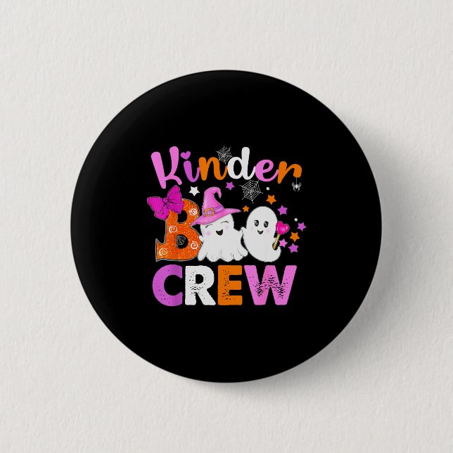 Badge Rond 5 Cm Kinder Boo Crew Kindergarten Teacher Kids Hallowee (Devant)