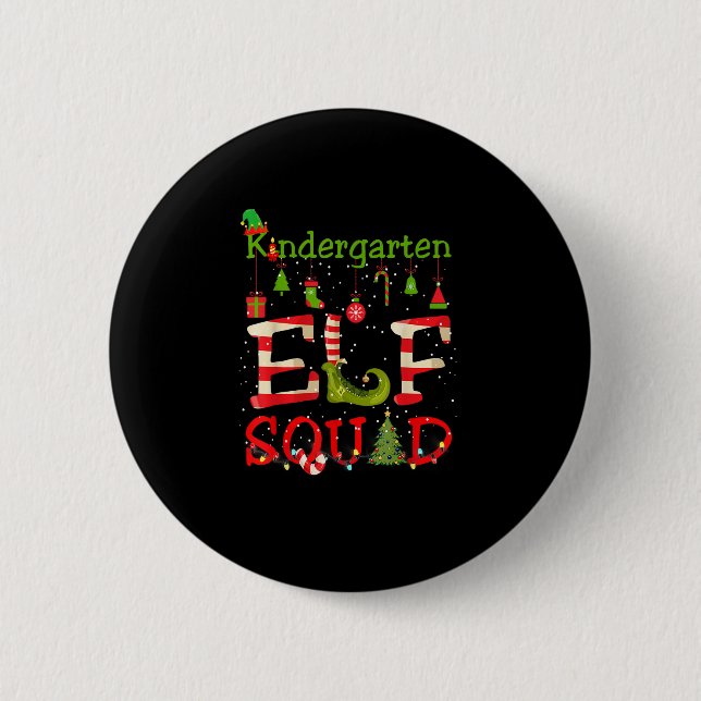 Badge Rond 5 Cm Kindergarten ELF Squad Funny Christmas Lights Kids (Devant)