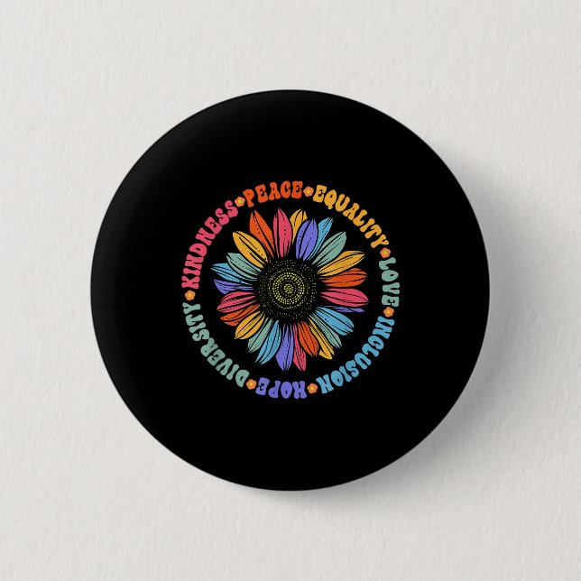 Badge Rond 5 Cm Kindness Peace Equality Love Hope Diversity Human (Devant)