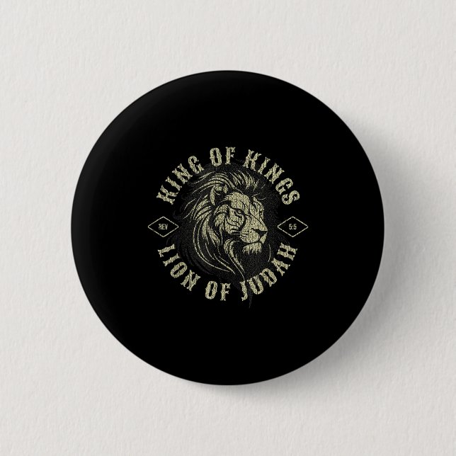 Badge Rond 5 Cm King Of Kings Lion Of Judah Christian Faith Religi (Devant)
