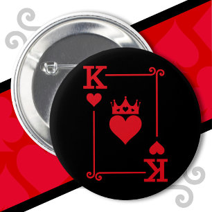 Badge Rond 5 Cm King & Queen Hearts Correspondant Couple King of H