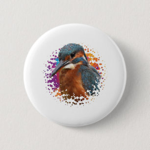 Badge Rond 5 Cm Kingfisher avec arrière - plan coloré