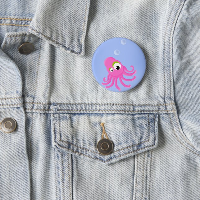 Badge Rond 5 Cm KiniArt Octopus (En situation)