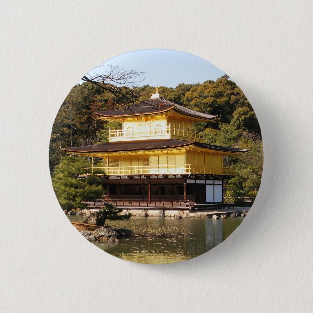 Badge Rond 5 Cm Kinkaku-ji 金 閣 Temple 寺 du Pavillon d'Or (Devant)