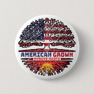 Badge Rond 5 Cm Kirghizistan Kirghiz Etats-Unis Drapeau des racine