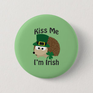 Badge Rond 5 Cm Kiss Me I'm Irish Hedgehog