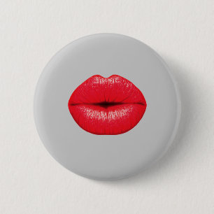 Badge Rond 5 Cm KISS me LIPS bouche rouge