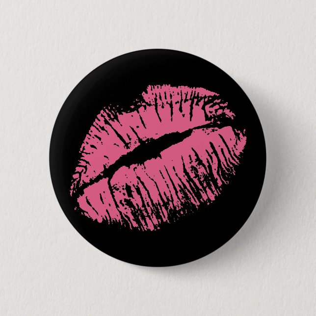 Badge Rond 5 Cm Kiss rose (Devant)