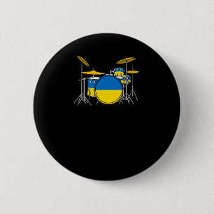 Badge Rond 5 Cm Kit tambour Sticker musicien Drapeau ukrainien