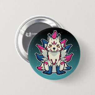Badge Rond 5 Cm Kitsune Renard à neuf queues : Yokai japonais