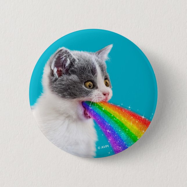 Badge Rond 5 Cm Kitten crache vers le ciel (Devant)