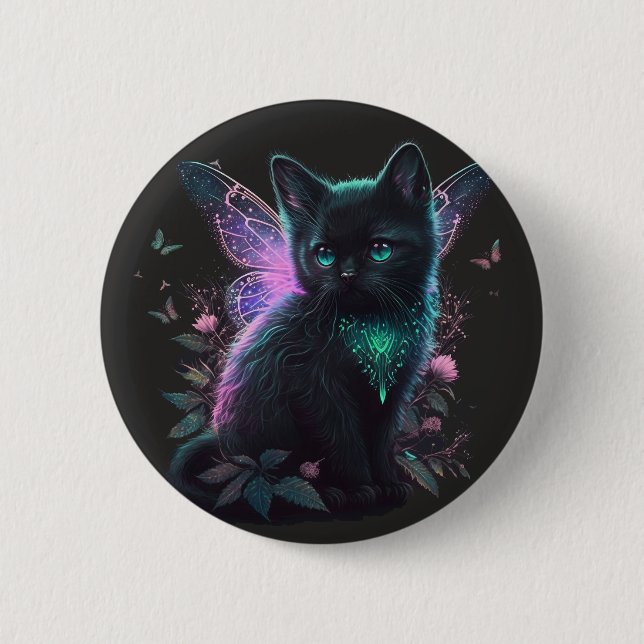 Badge Rond 5 Cm Kitten de fée magique (Devant)