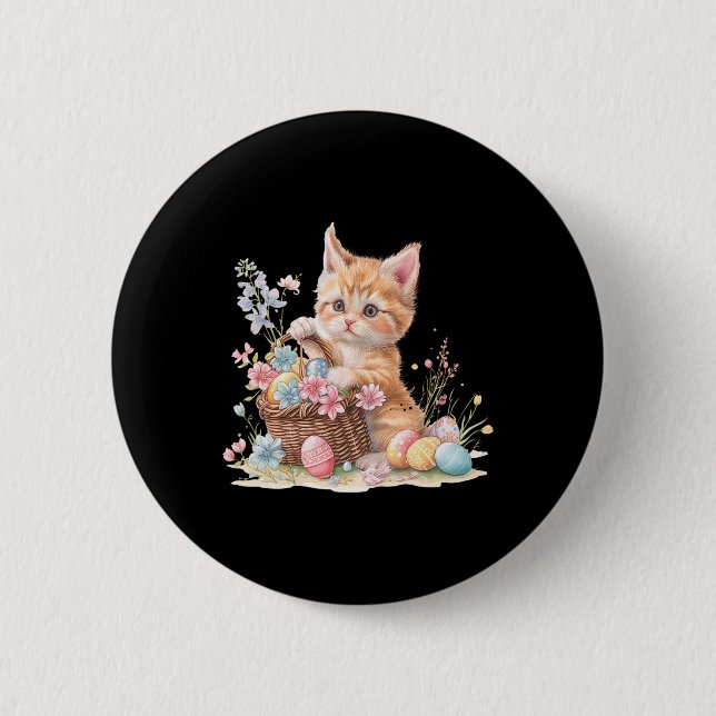 Badge Rond 5 Cm Kitten OEufs de chaton de Pâques (Devant)