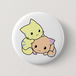 Badge Rond 5 Cm Kitties Caricature Snuggle Chats Cute Kittens