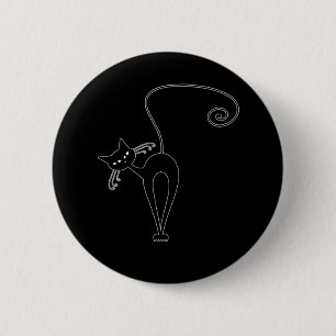 Badge Rond 5 Cm Kitty fantaisie noir 3