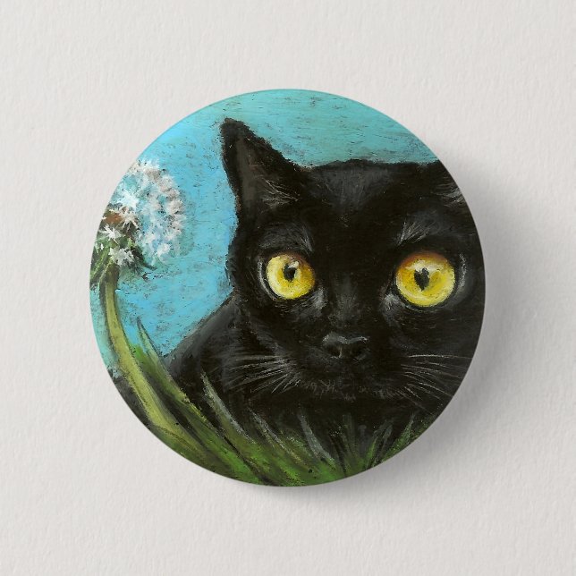 Badge Rond 5 Cm Kitty noir (Devant)