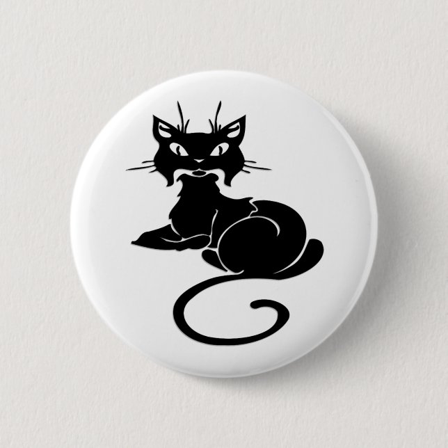 Badge Rond 5 Cm Kitty noir mignon (Devant)