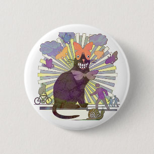 Badge Rond 5 Cm Kitty obtenu des yeux de papillon