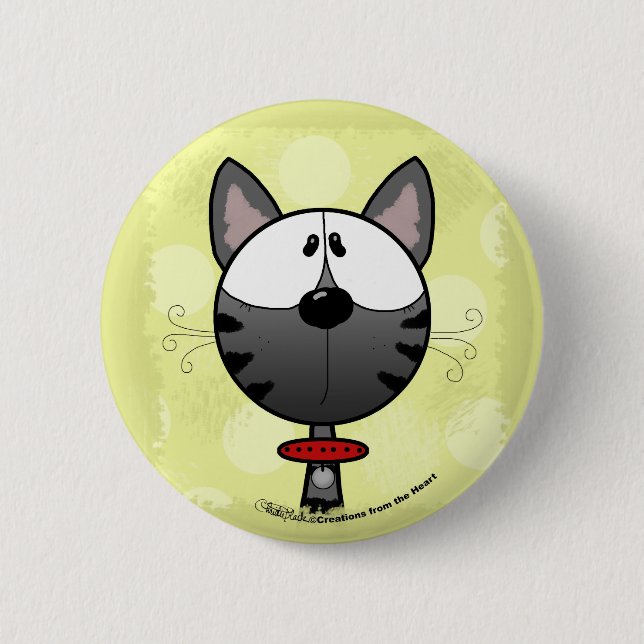 Badge Rond 5 Cm Kitty rayé gris (Devant)