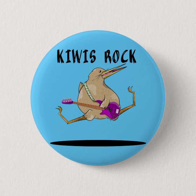 Badge Rond 5 Cm Kiwi Bass Guitare (Devant)