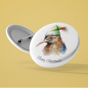 Badge Rond 5 Cm Kiwi de Noël cosy, coutume