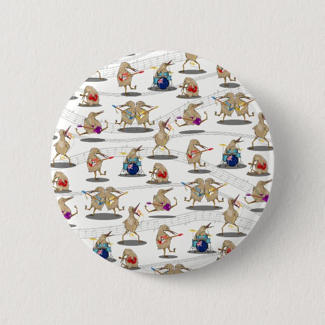 Badge Rond 5 Cm Kiwi NZ MUSIC PATTERN (Devant)