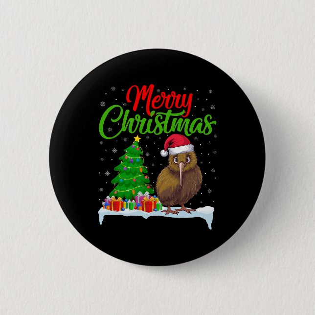Badge Rond 5 Cm Kiwi Oiseau Feux d'Arbre de Noël Fantastiques Noël (Devant)