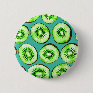 Badge Rond 5 Cm Kiwi slices on turquoise