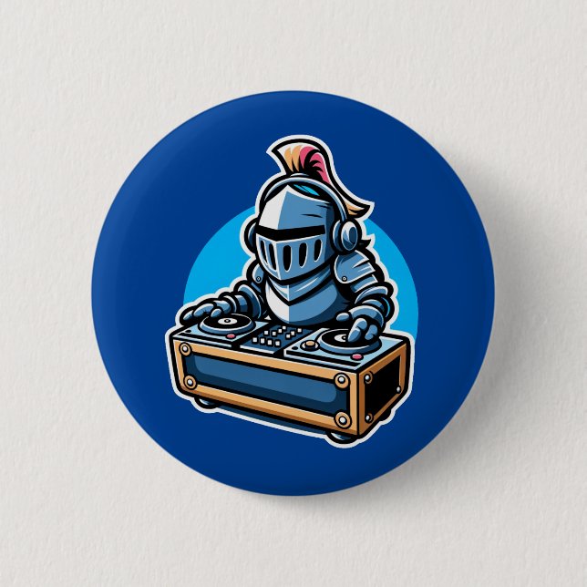 Badge Rond 5 Cm Knight Turntablist - DJ Medieval DJ Design (Devant)