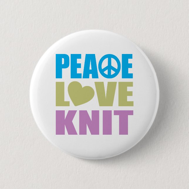 Badge Rond 5 Cm Knit d'amour de paix (Devant)