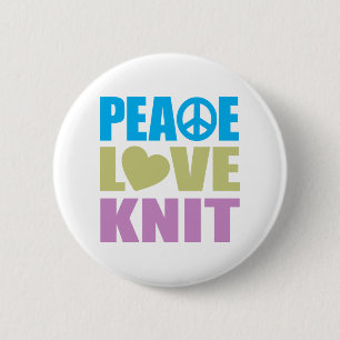 Badge Rond 5 Cm Knit d'amour de paix