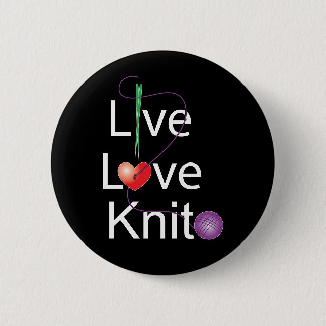 Badge Rond 5 Cm Knit vivant d'amour (Devant)