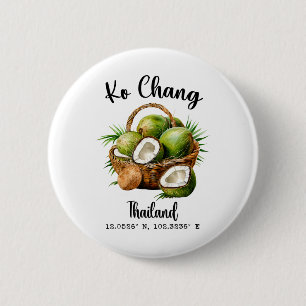 Badge Rond 5 Cm Ko Chang Coco Thailand Île Tropicale Gps Vacances