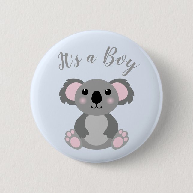 Badge Rond 5 Cm Koala Bear Baby shower Blue Boy (Devant)