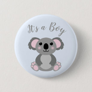 Badge Rond 5 Cm Koala Bear Baby shower Blue Boy