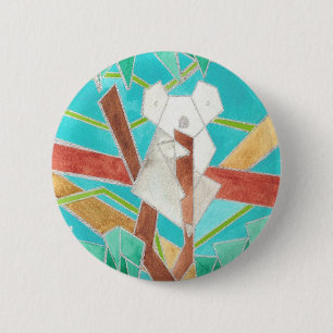 Badge Rond 5 Cm Koala dans l'arbre, Art abstrait original