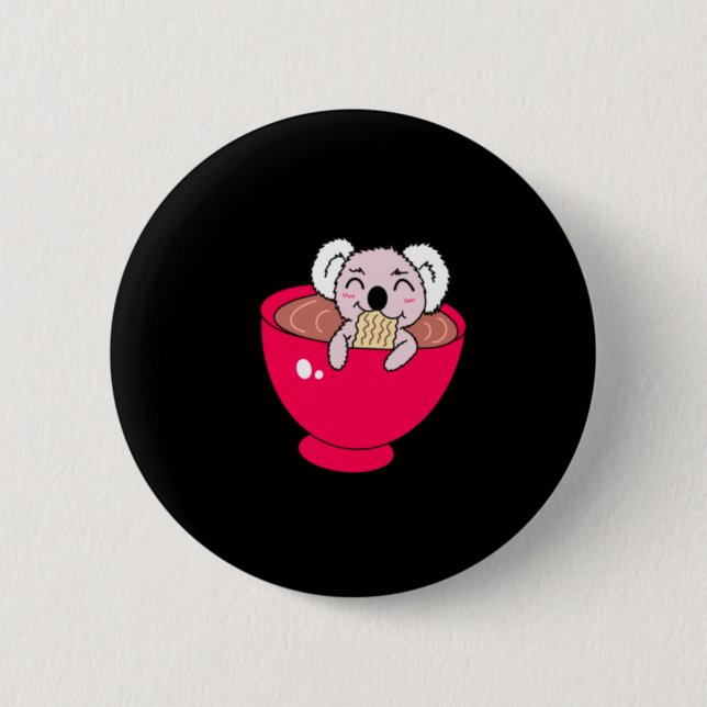 Badge Rond 5 Cm Koala dans Ramen  (Devant)