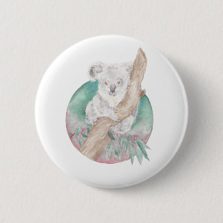 Badge Rond 5 Cm Koala & Eucalyptus