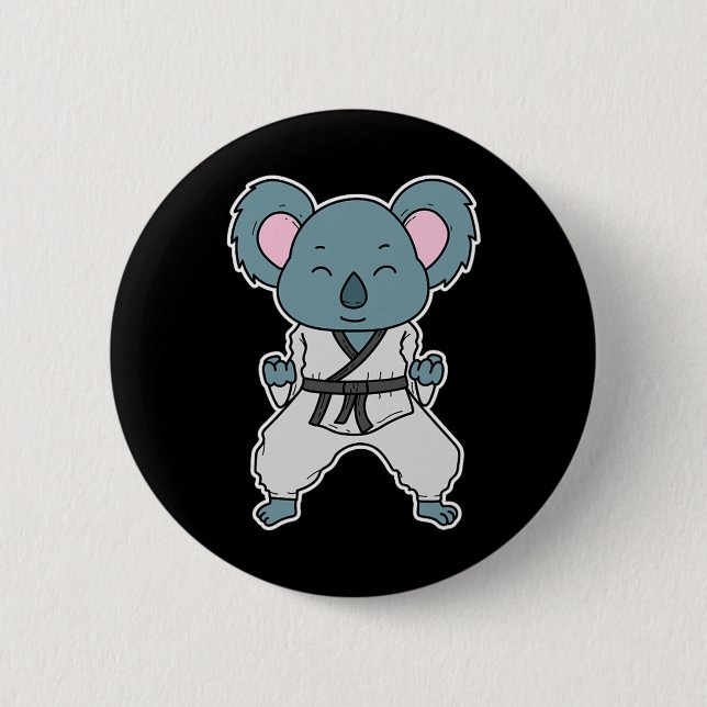 Badge Rond 5 Cm Koala fait du karaté  (Devant)
