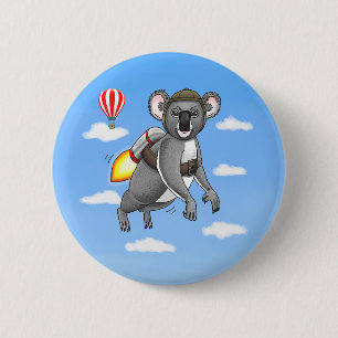 Badge Rond 5 Cm Koala Fusée